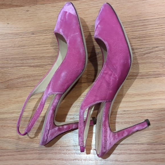 Kate Spade Grammy fuchsia crushed velvet peep toe slingback heels 10 - Picture 9 of 11